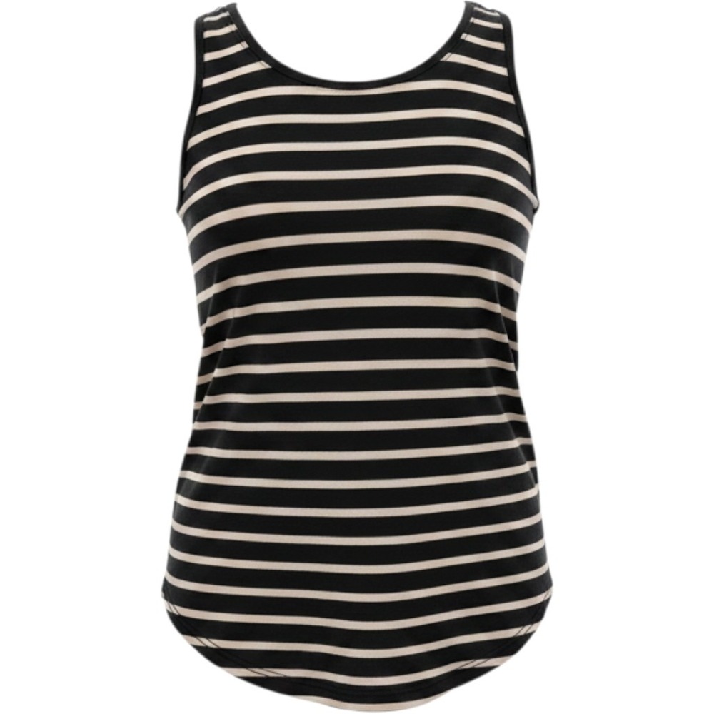 Lululemon Black Striped Pima Cotton Racerback‎ Tank Top Size 4 Athletic Yoga Gym